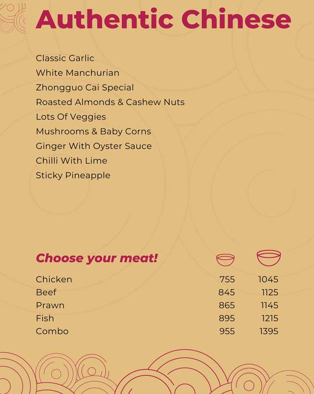 Zhongguo Cai menu