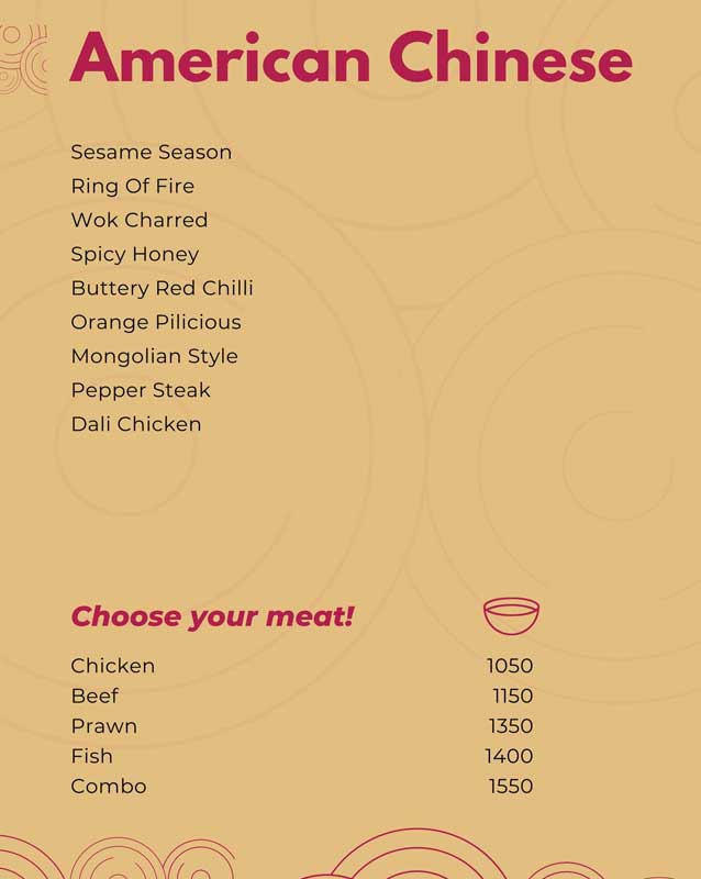 Zhongguo Cai menu