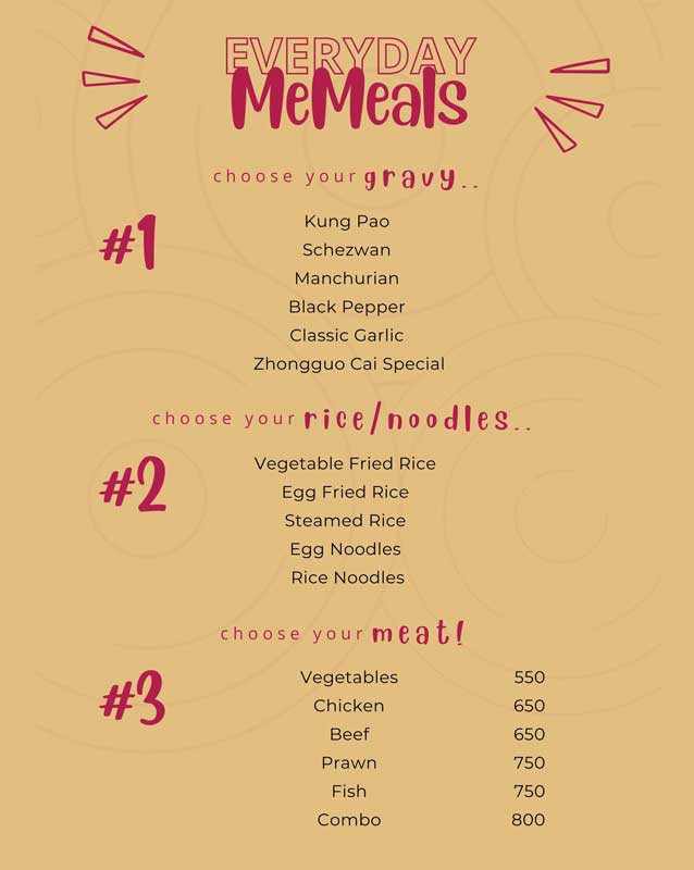 Zhongguo Cai menu