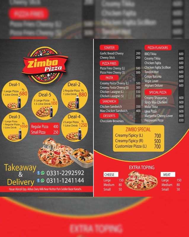 Zimbo Pizza  menu