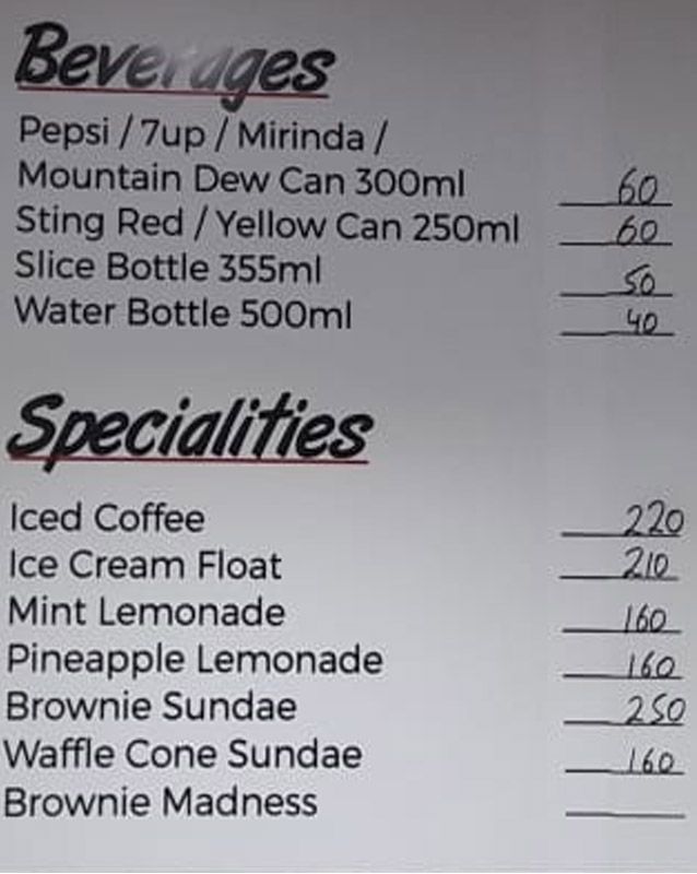 NJ's Homemade Ice Cream menu