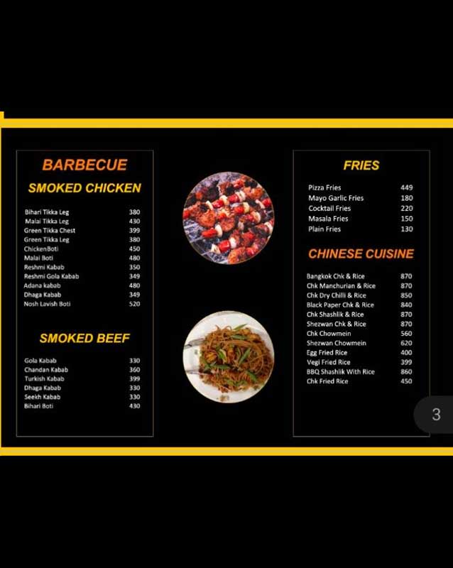 Nosh Restaurant menu