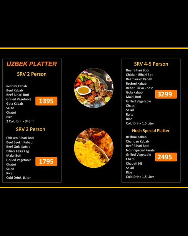 Nosh Restaurant menu