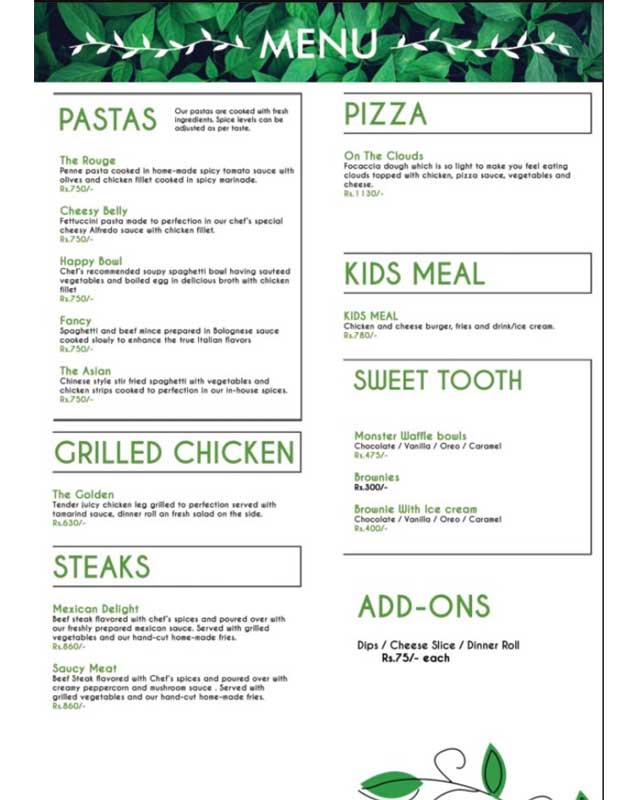 Nytery menu
