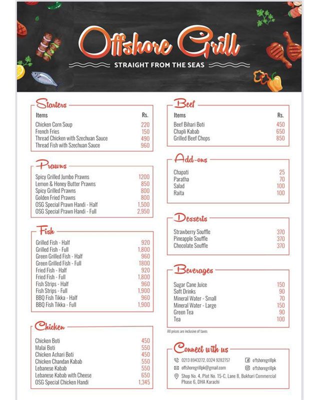 Offshore Grill menu