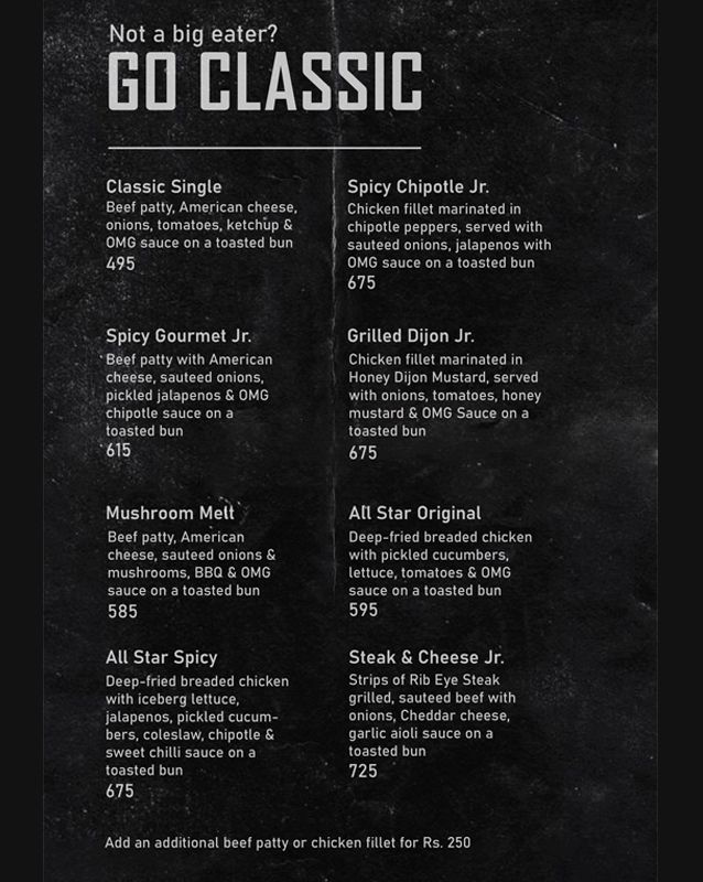 Oh My Grill menu