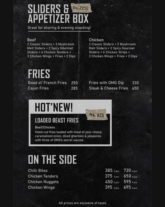 Oh My Grill menu