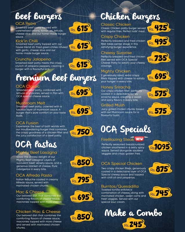 One Cheese Away menu
