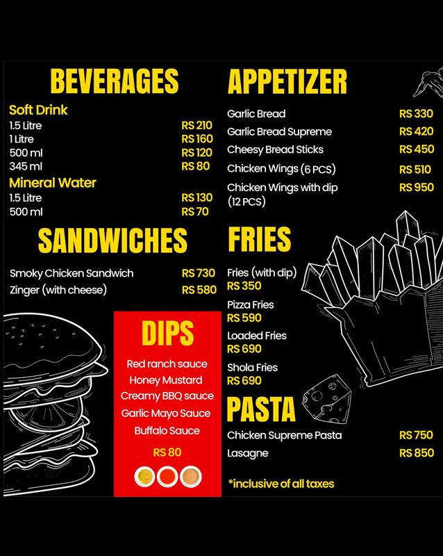 Ooko Pizza menu