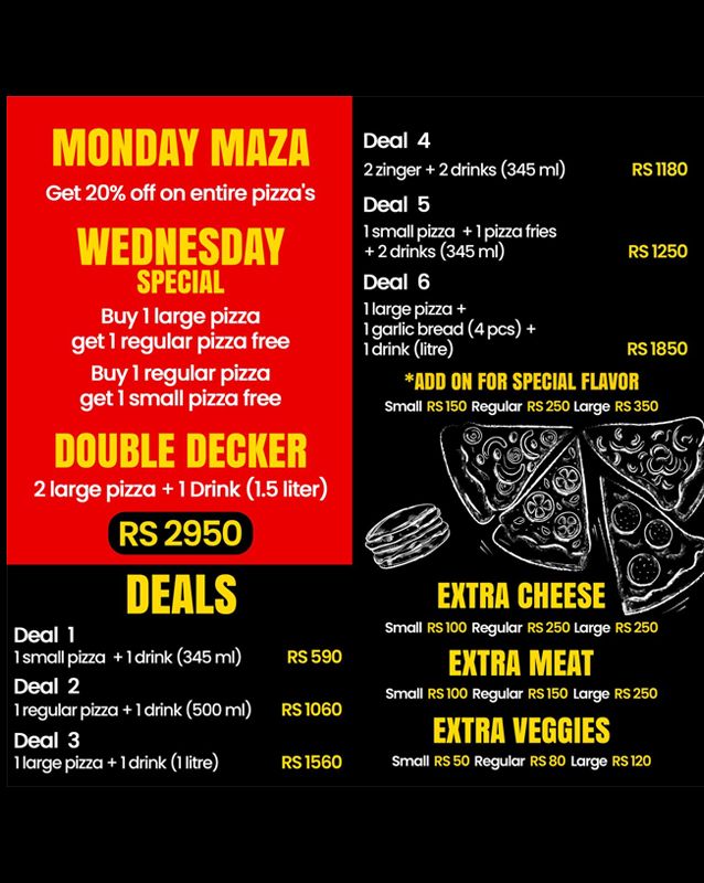 Ooko Pizza menu