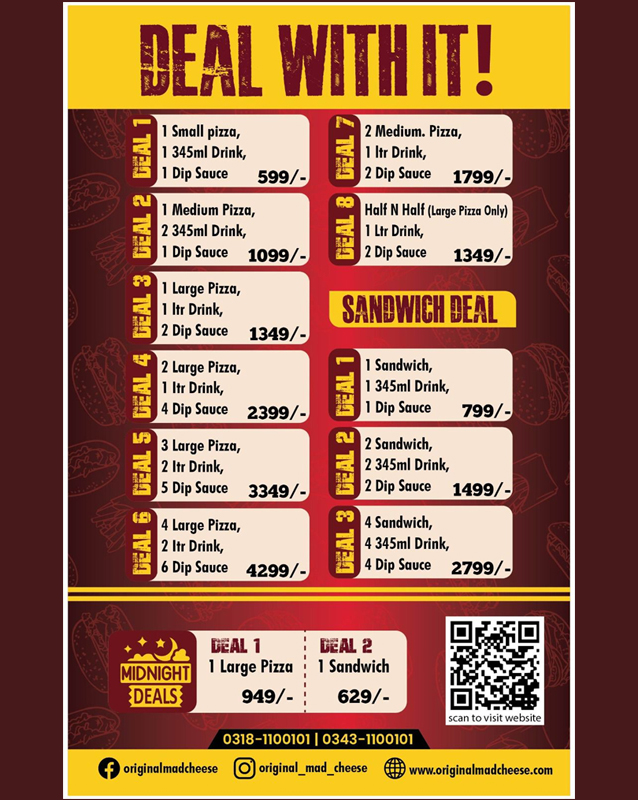 Original Mad Cheese menu