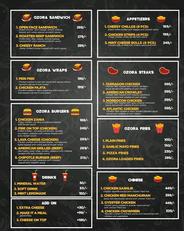 Ozora menu