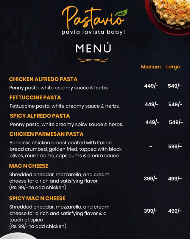 Pastavio menu