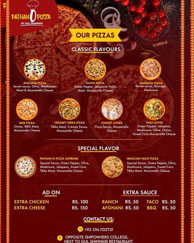 Pathan O Pizza menu
