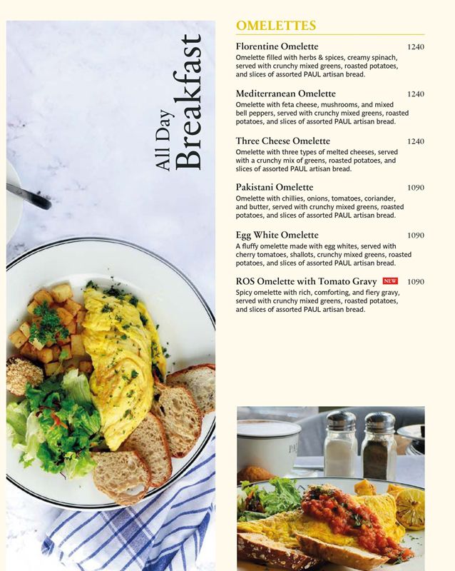PAUL Pakistan menu