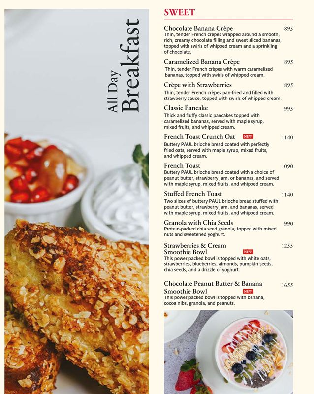 PAUL Pakistan menu