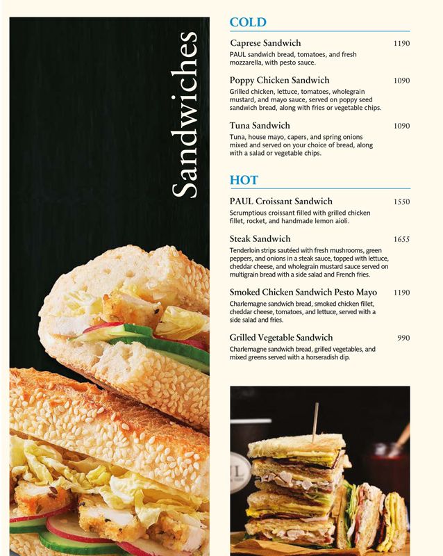 PAUL Pakistan menu