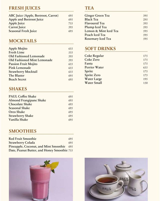 PAUL Pakistan menu
