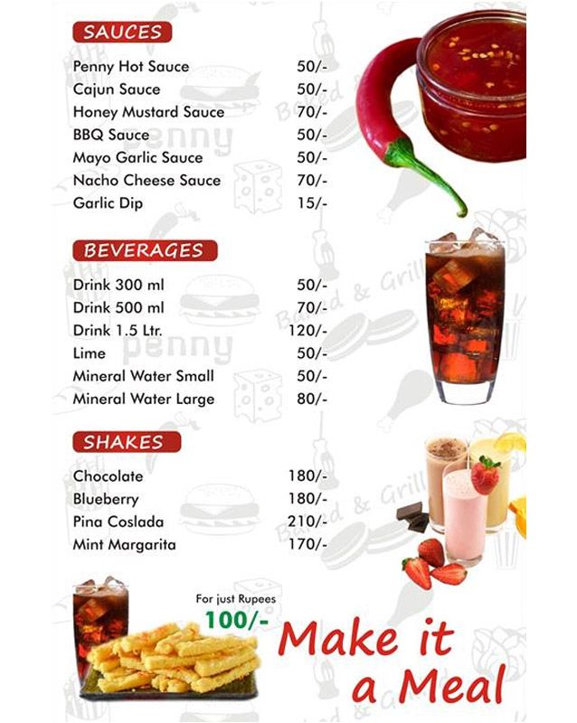 Penny Bake menu