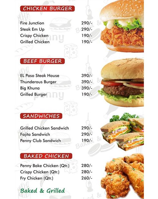 Penny Bake menu