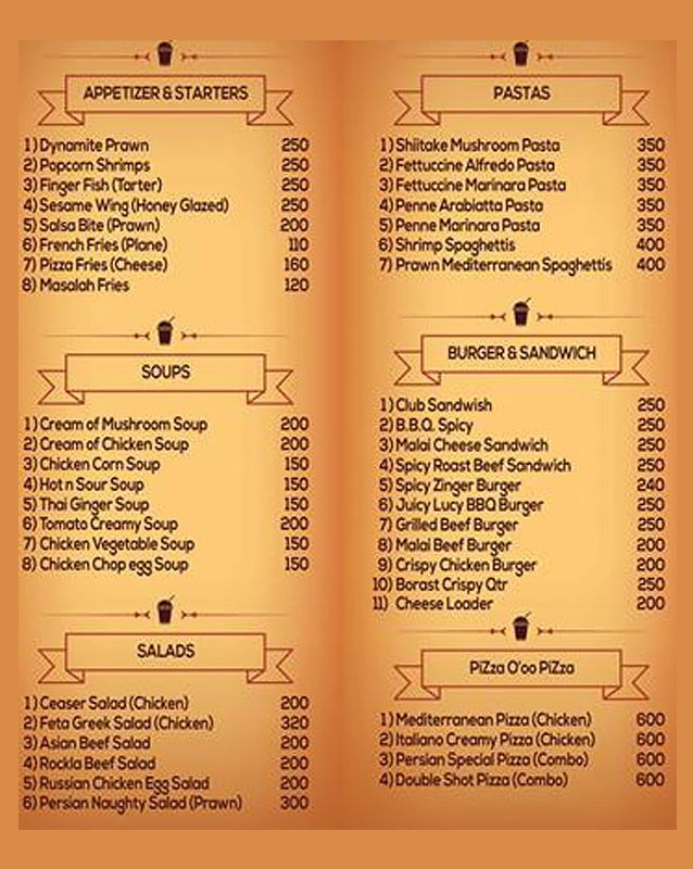 Persian Night menu