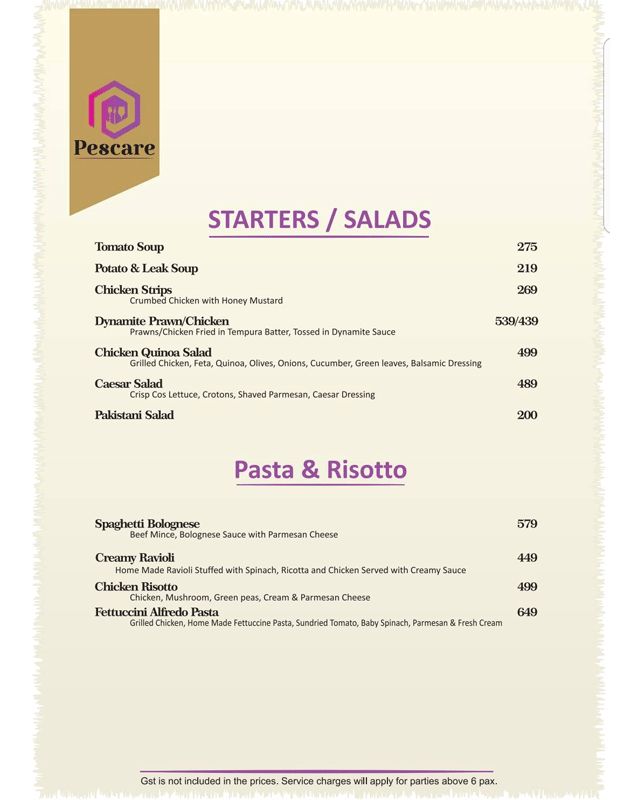 Pescare menu