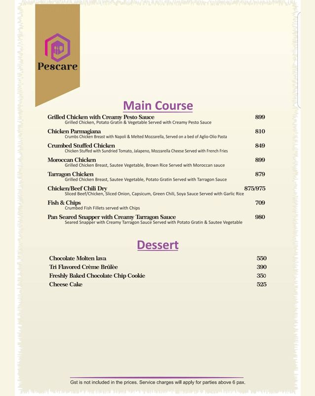 Pescare menu