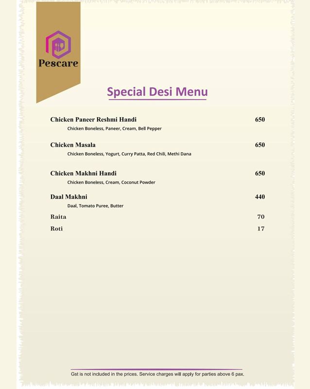 Pescare menu