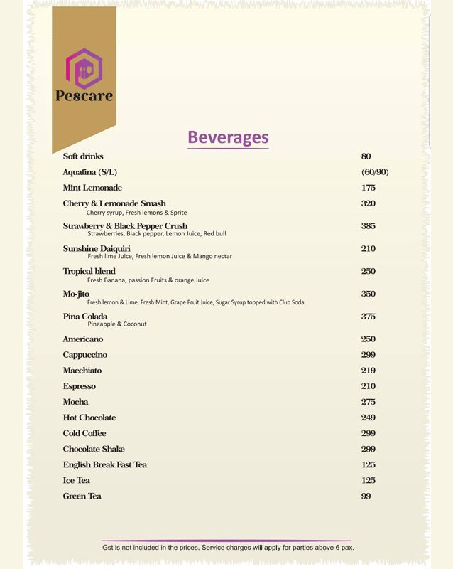 Pescare menu