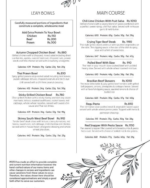Pesto menu