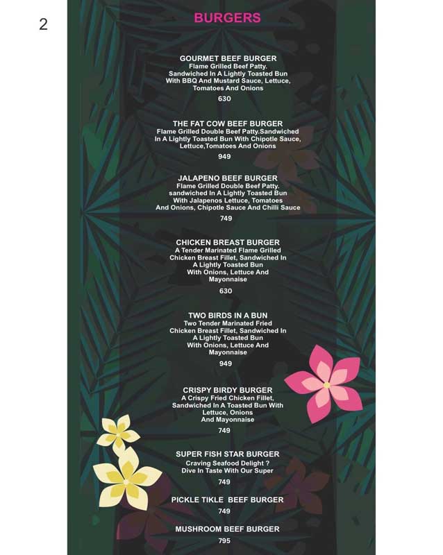 Pinkvilla Restaurant menu