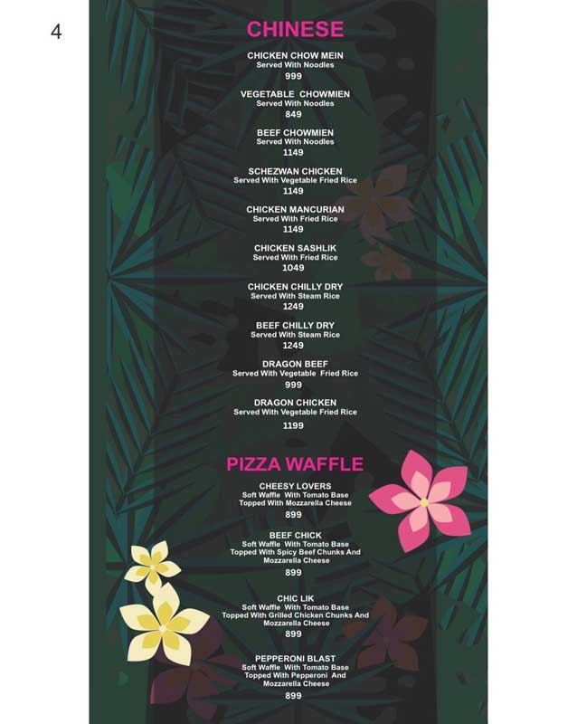 Pinkvilla Restaurant menu