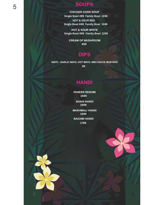 Pinkvilla Restaurant menu