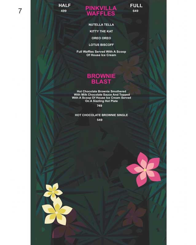 Pinkvilla Restaurant menu