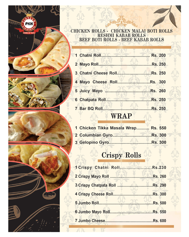 Pioneer kabab House menu