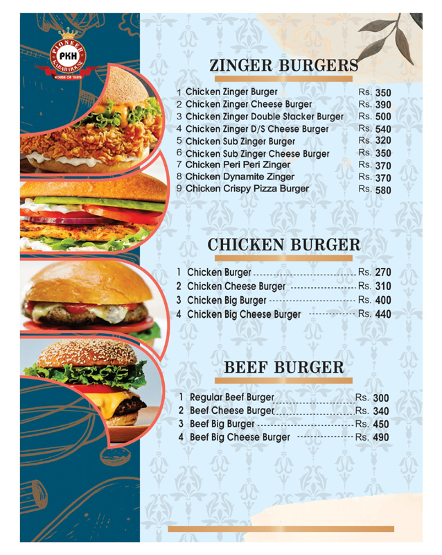 Pioneer kabab House menu