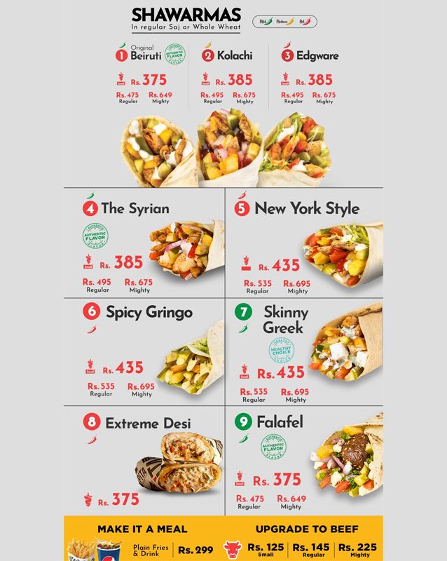 PITA - The Shawarma Revolution menu
