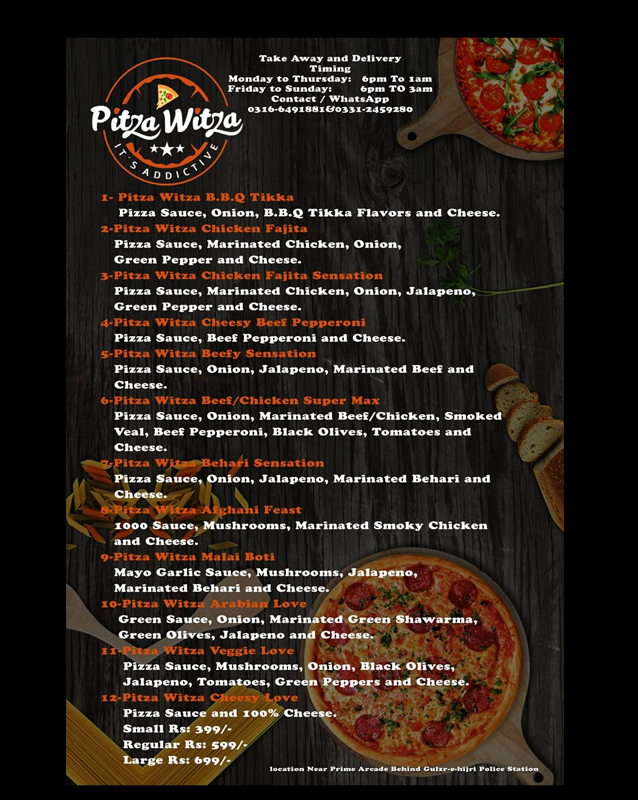 Pitza Witza menu