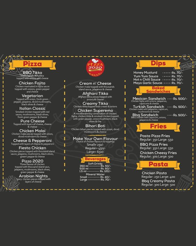 Pizza 2020 menu