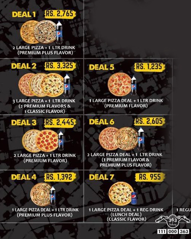 Pizza 363 menu