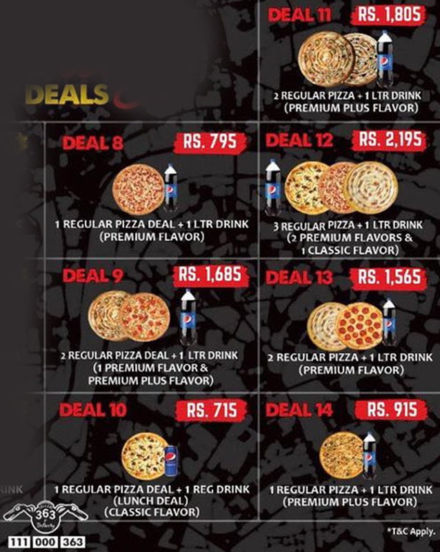 Pizza 363 menu