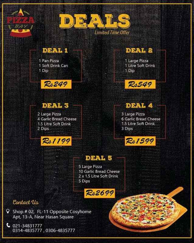 Pizza Bay & Burgers menu