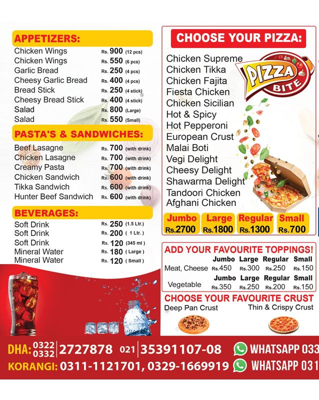 Pizza Bite menu