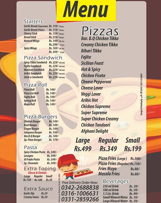 Pizza Cut menu