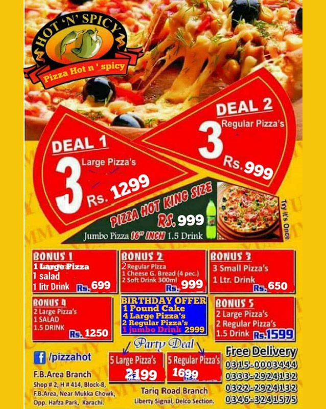 Pizza Hot menu