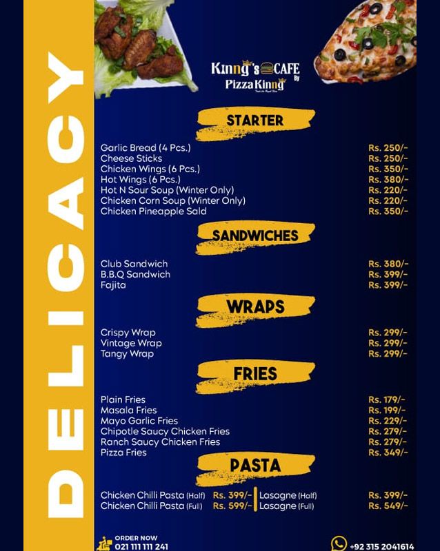 Pizza Kinng menu
