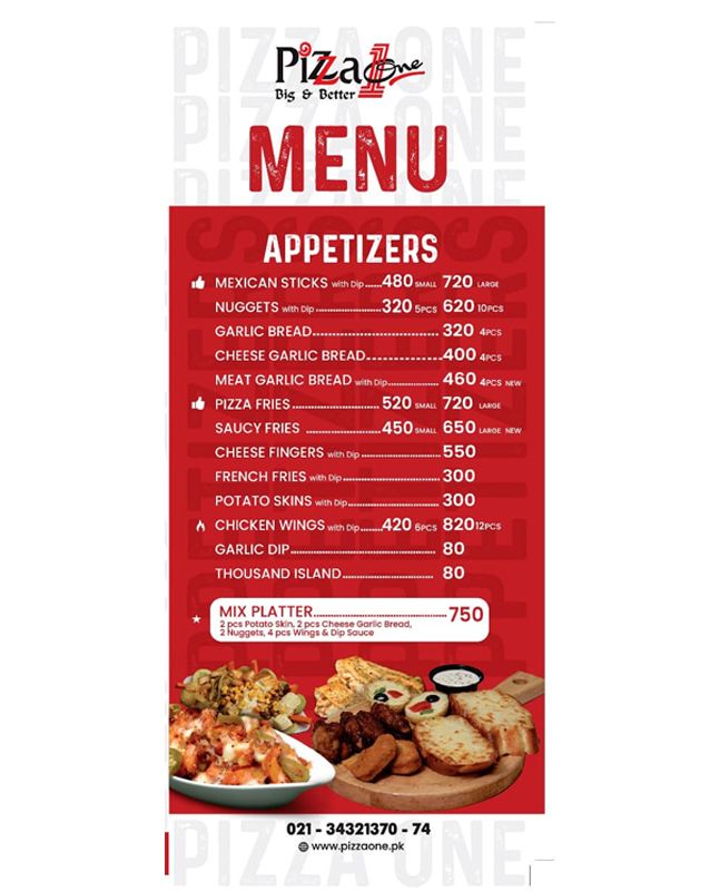 Pizza One menu