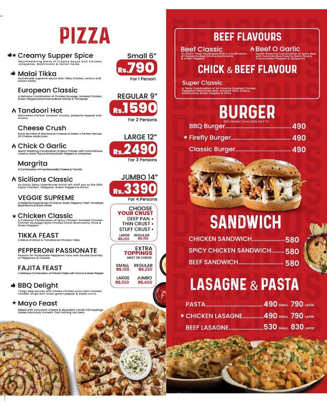 Pizza One menu