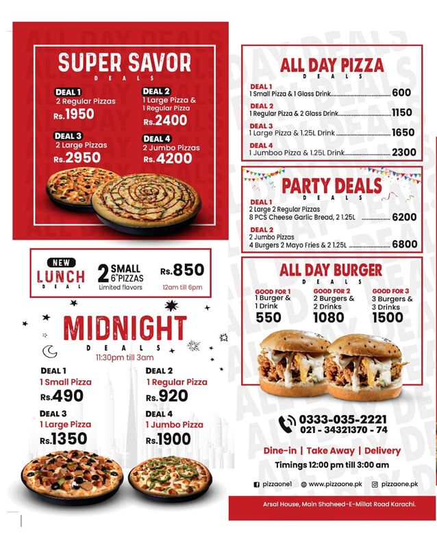 Pizza One menu