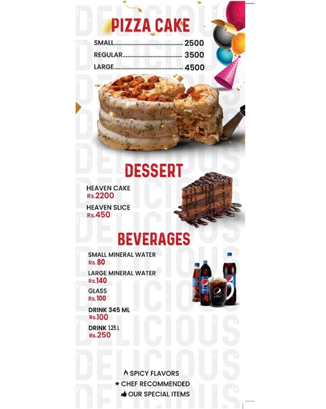 Pizza One menu